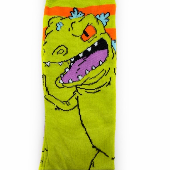 Rugrats Crew Socks Mens Womens Reptar Tommy Chuckie 90s Nickelodeon Green Purple - Picture 5 of 8